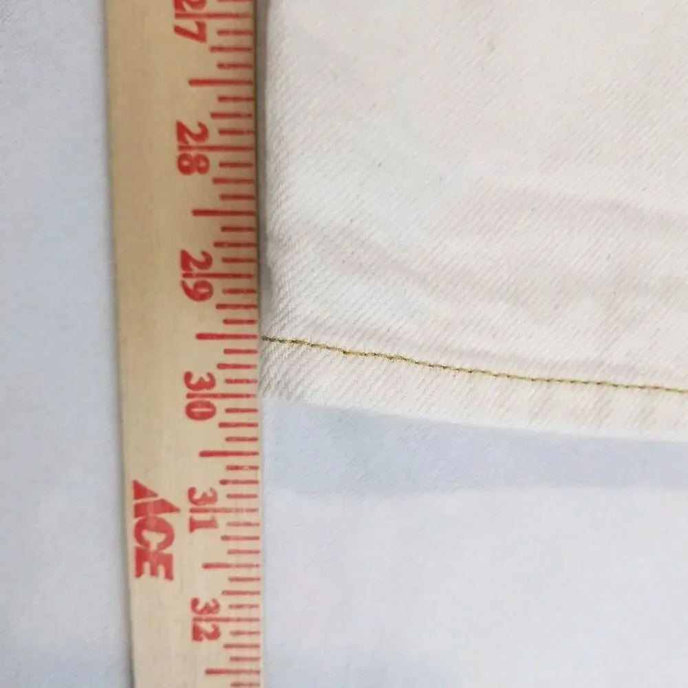 Wrap London Jeans Womens US 8 Cream Carpenter Utility Button Fly Cinch Back ZA76
